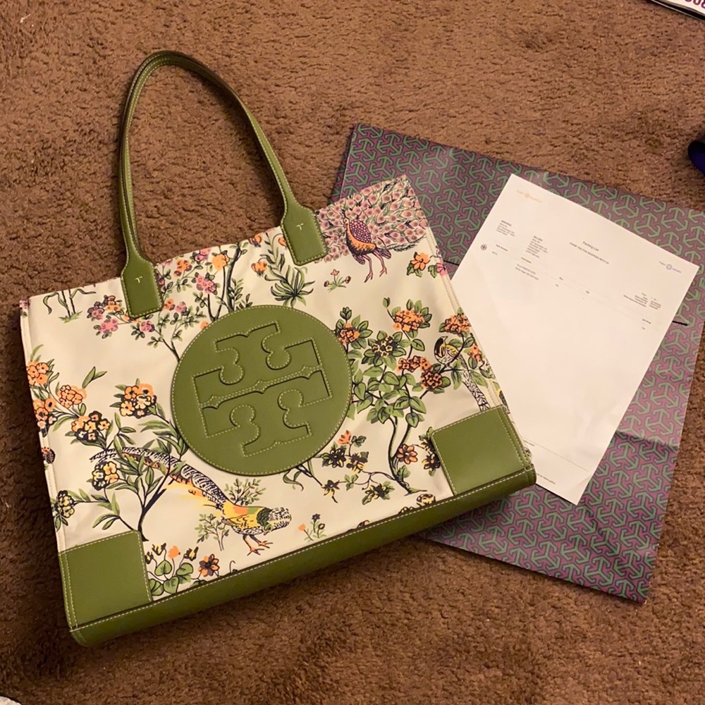 Tory Burch Ella Printed Tote winter sage